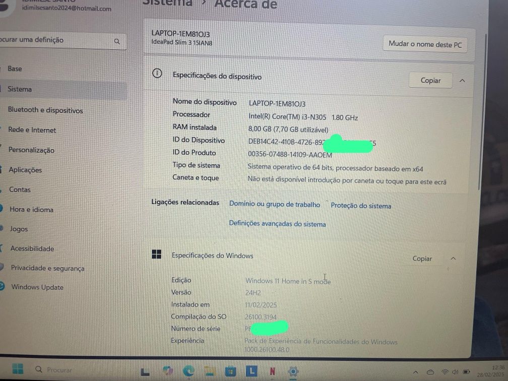 Portátil Lenovo a venda