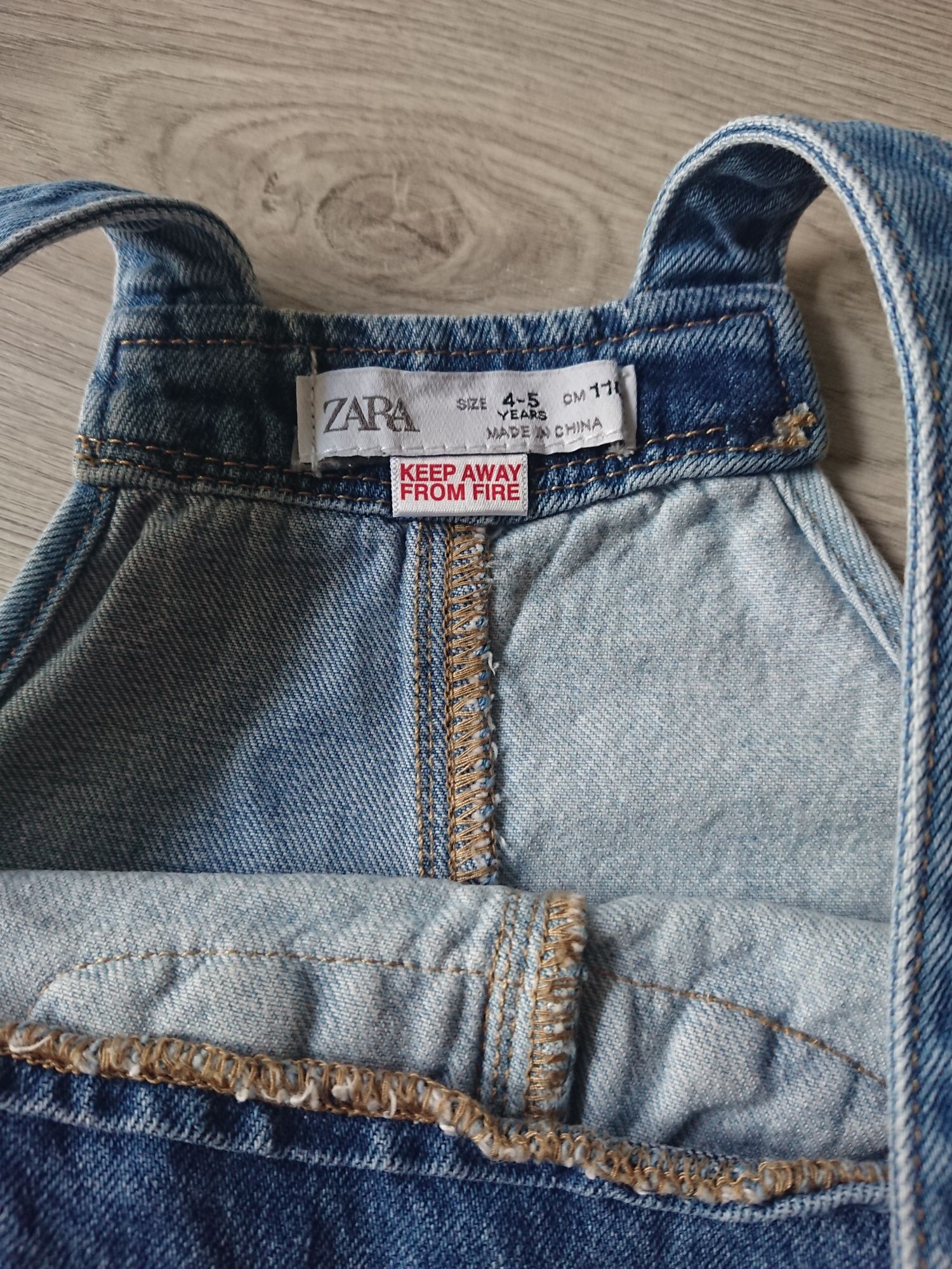 Ogrodniczka, spódniczka jeansowa Zara r. 110