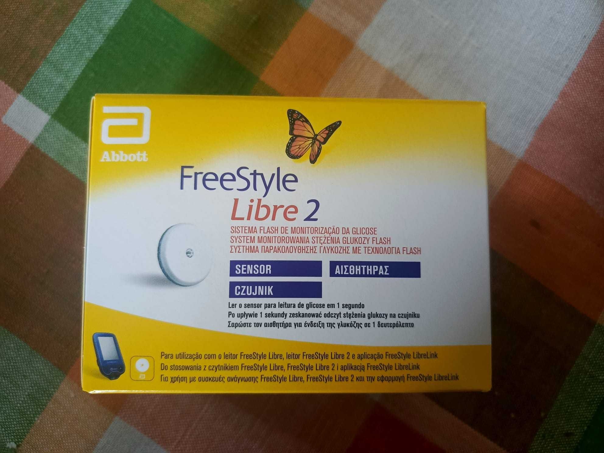 Sensor Free Style LIBRE 2 do mierzenia pozimu glukozy. Sensory