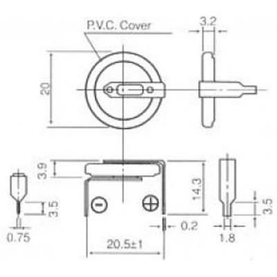 Bateria CR2032 3.0V blaszki 1x1 poziomo 20.5mm