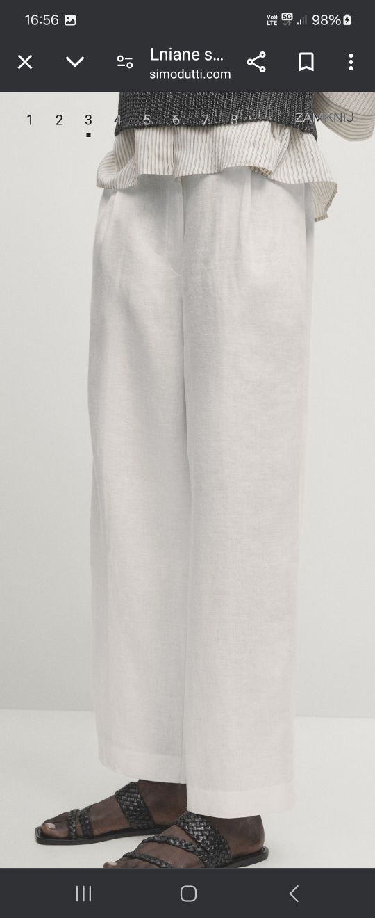 Białe lniane spodnie Massimo Dutti M/38