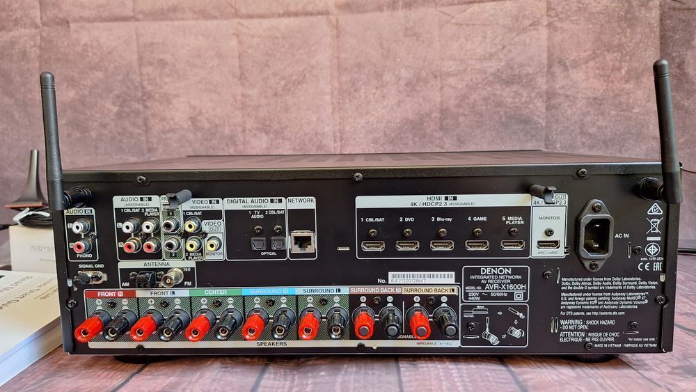 7.2 Denon AVR-X1600 Wi-Fi BT Heos 4K60p eARC DSD Spotify Atmos Vision