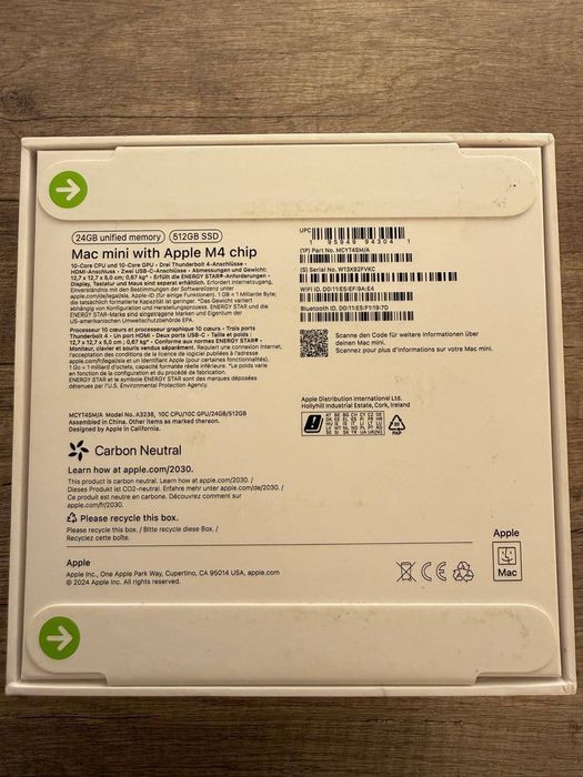 Apple Mac mini M4 512SSD 24gb ram