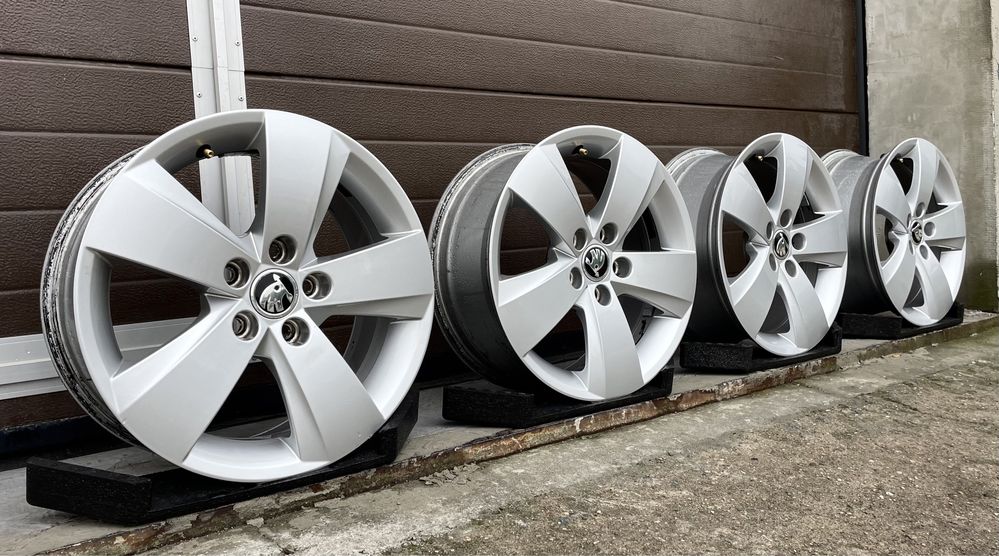 4x felgi aluminiowe 5x100 r15 et38 6,5J Alufelgi Oryginał Skoda 15”