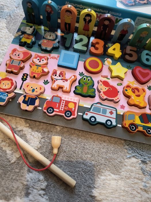 Дошка Розумники сортер магнітна рибалка дерев'яні деталі в коробці