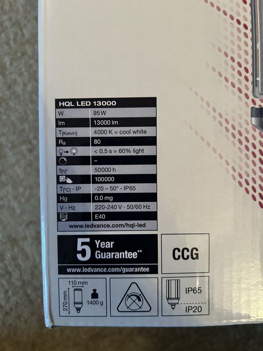 Żarówka OSRAM HQL PRO E40 90W 130lm/W 2700K