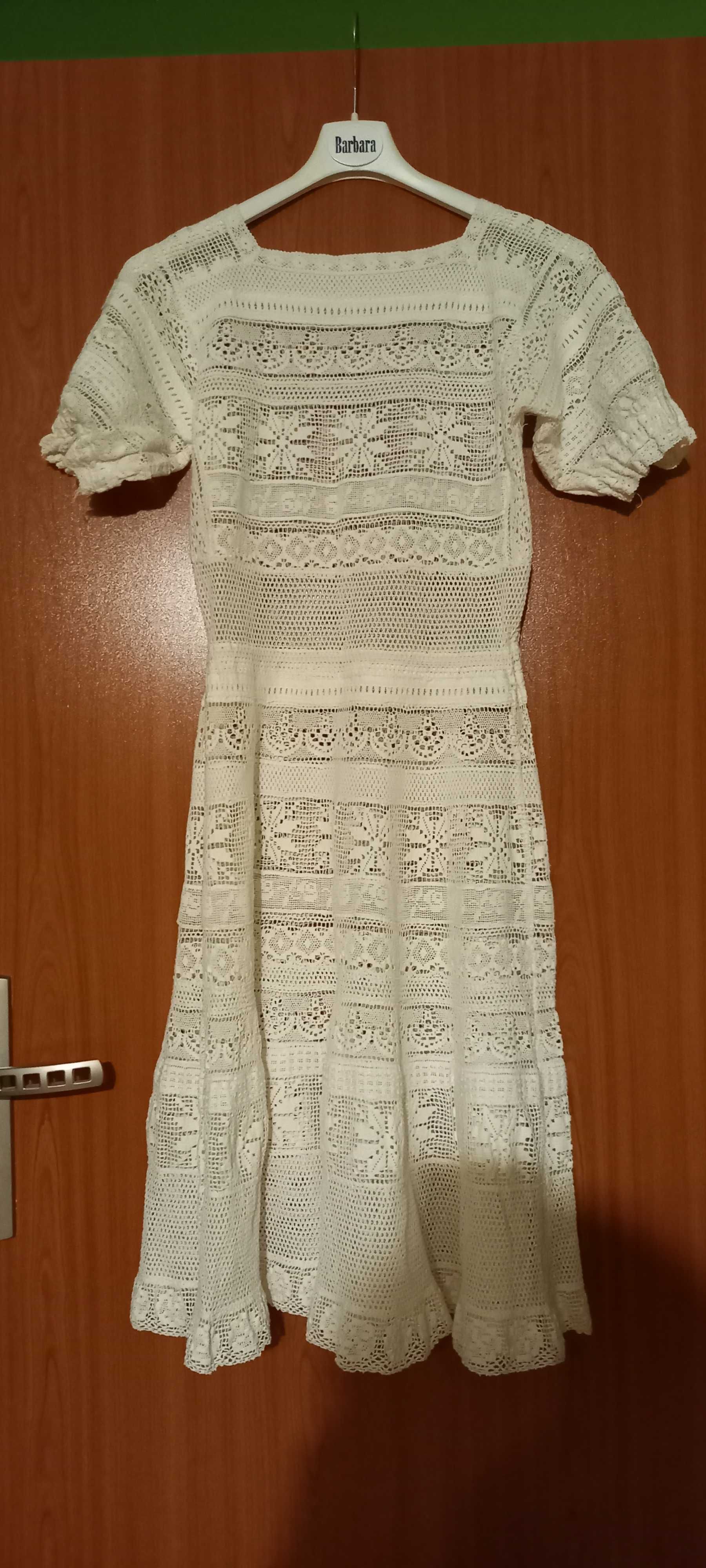 Biała koronkowa sukienka damska 34 XS
