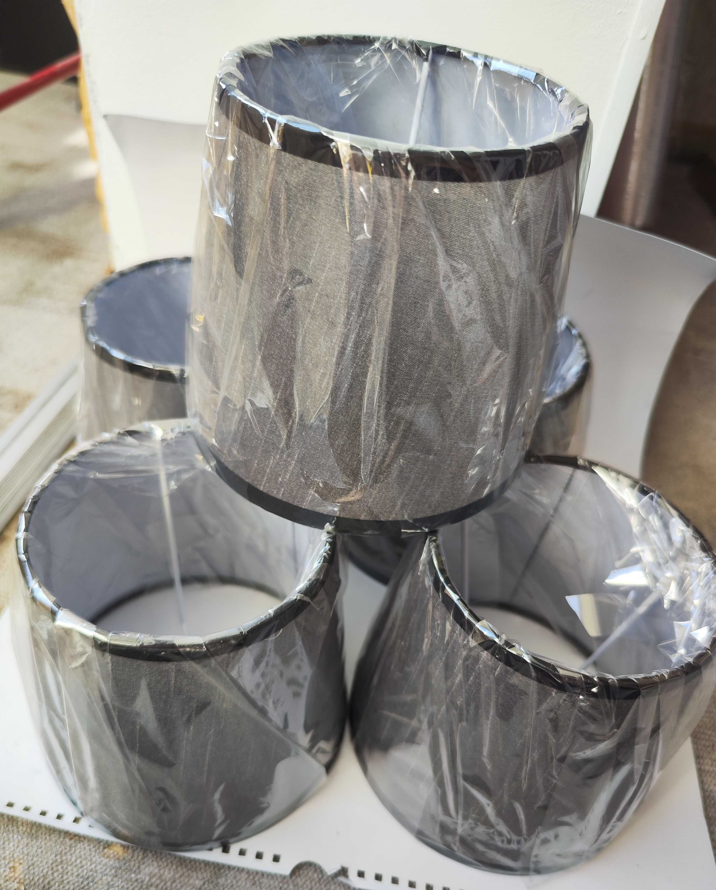 Декоративный тканевый абажур Strotskis серый с черным 17 см