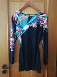 Vestido Curto / Túnica preto e estampado - M