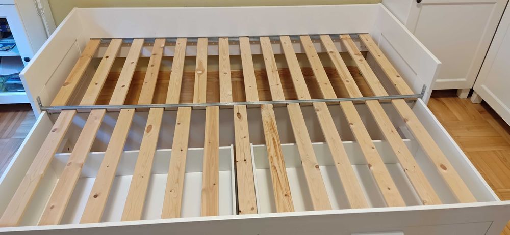 Łóżko IKEA BRIMNES [02] + 2 materace MALVIK (80x200/160x200)