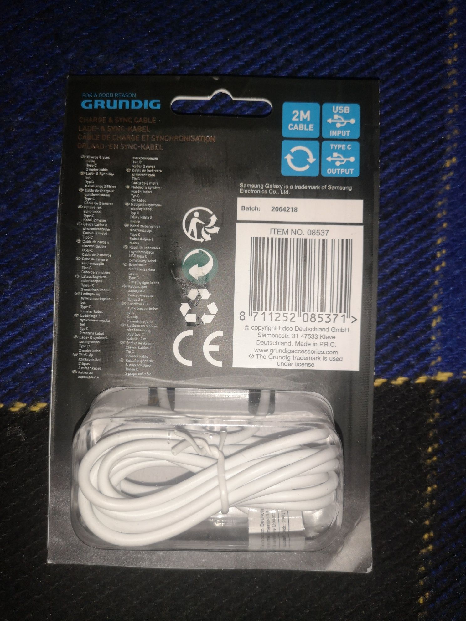 Kabel USB typ C 2 m
