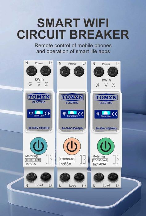 TUYA smartlife 63A TOMZN WIFI автомат лічильник енергії реле MCB