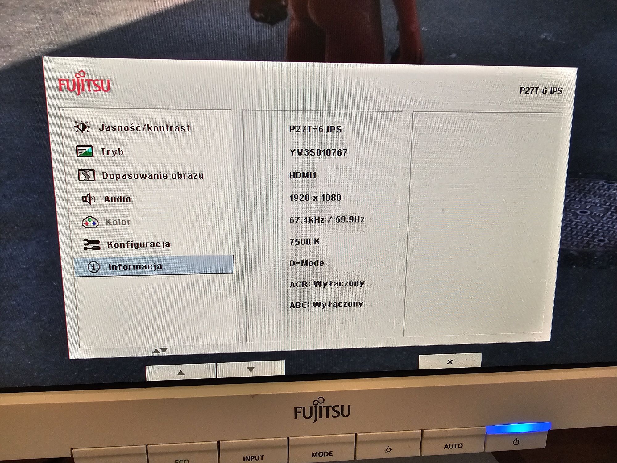 Monitor Fujitsu P27T-6 27" 2560x1440 IPS DisplayPort DVI