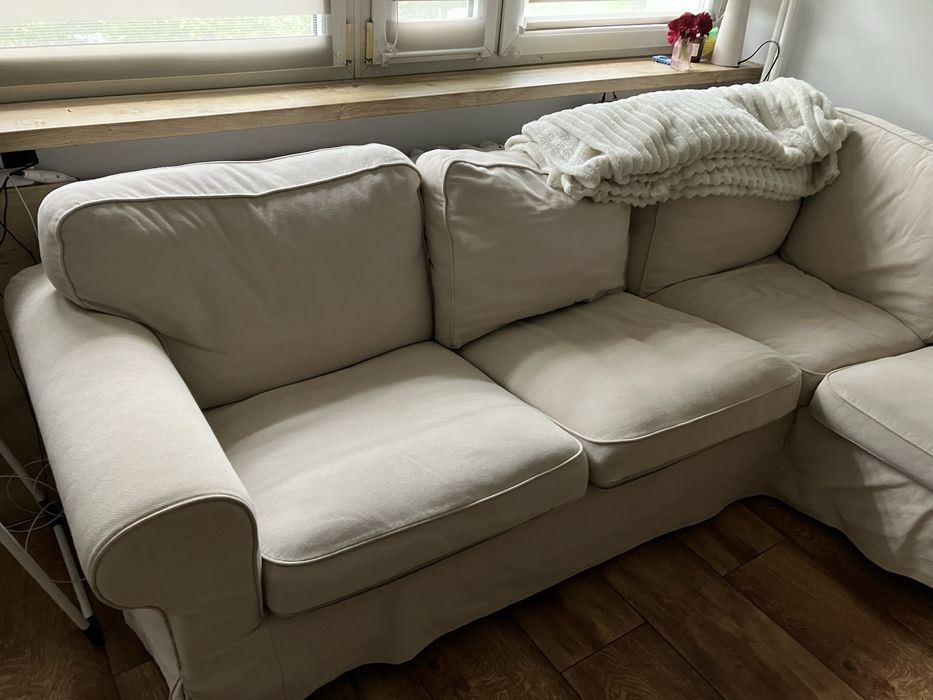 Beżowa Rogowka Naroznik Ektorp IKEA 4 osobowa