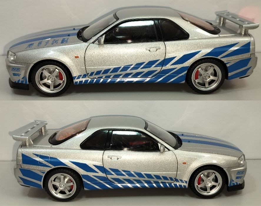Nissan Skyline GT-R R34 модель 1:18 Jinlifang Металл звук свет