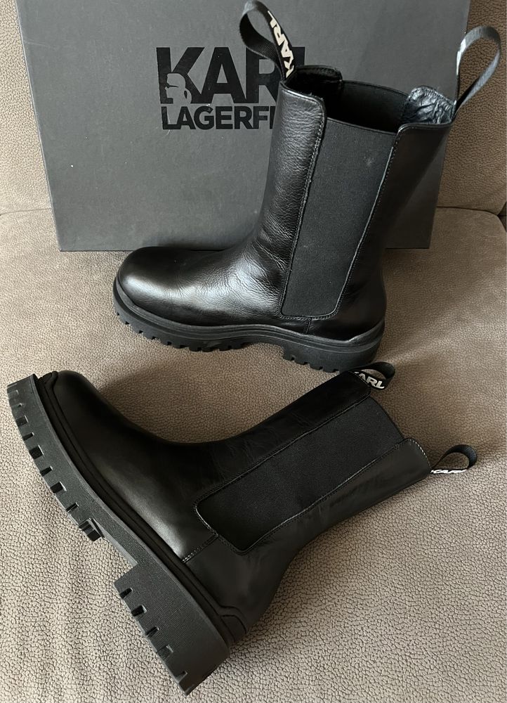 KARL LAGERFELD Biker II Long Gore Boot botki skóra nowe r 40