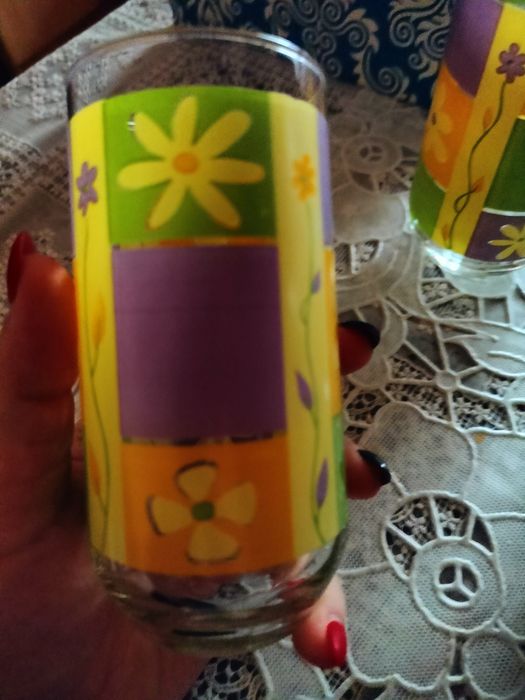 Zestaw 6 szklanek w kwiaty