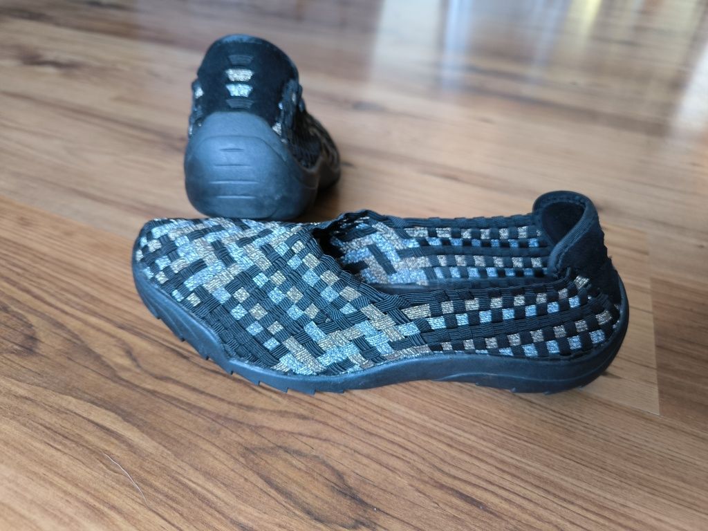 Rock Spring buty damskie 38 czarne złote srebrne wsuwane memory foam