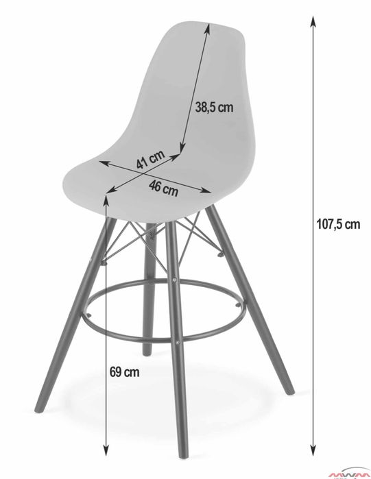 Fotel barowy skandynawski bialy