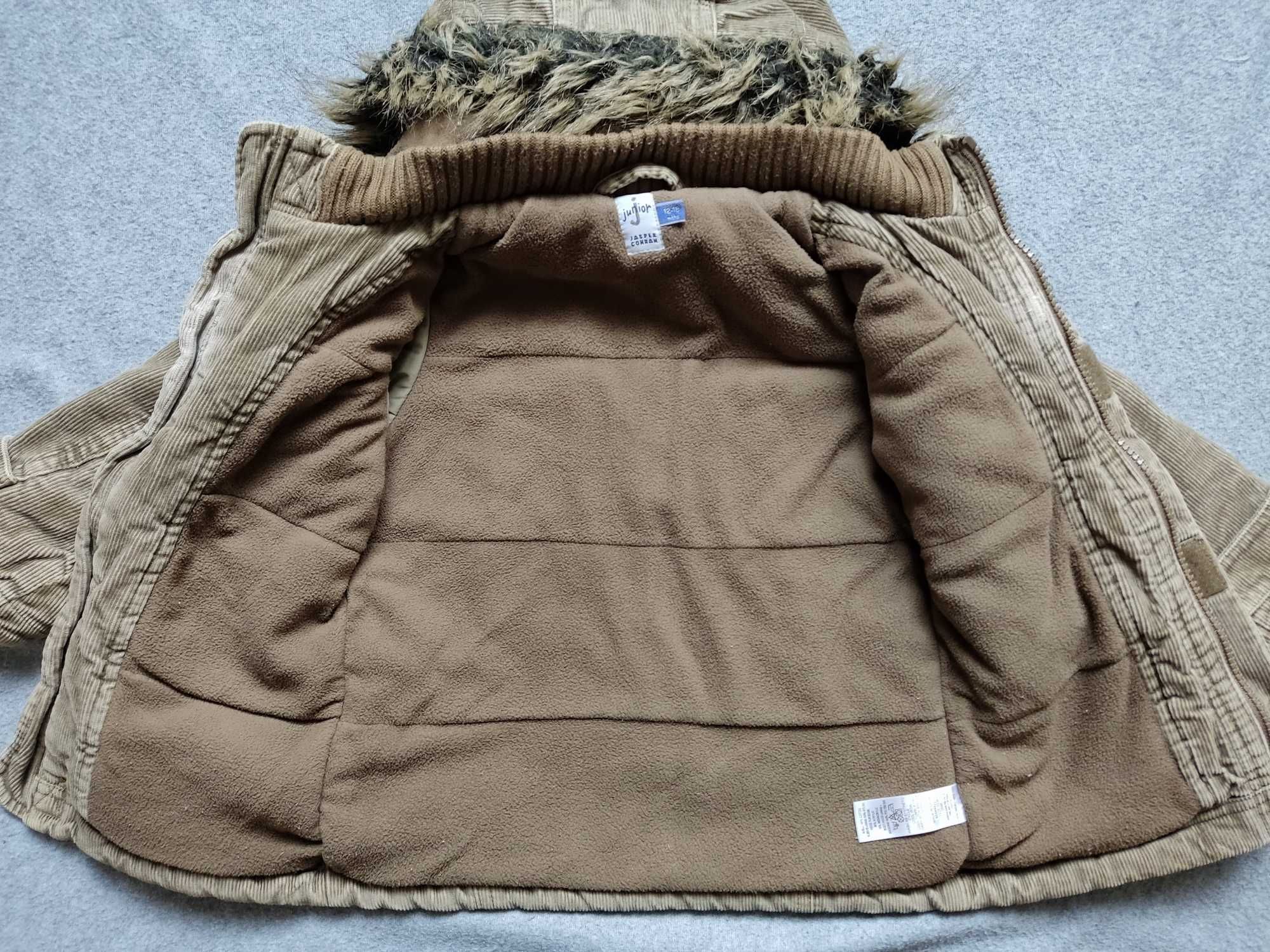 Kurtka zimowa ocieplana polar 86 sztruks brąz khaki Jasper Conran