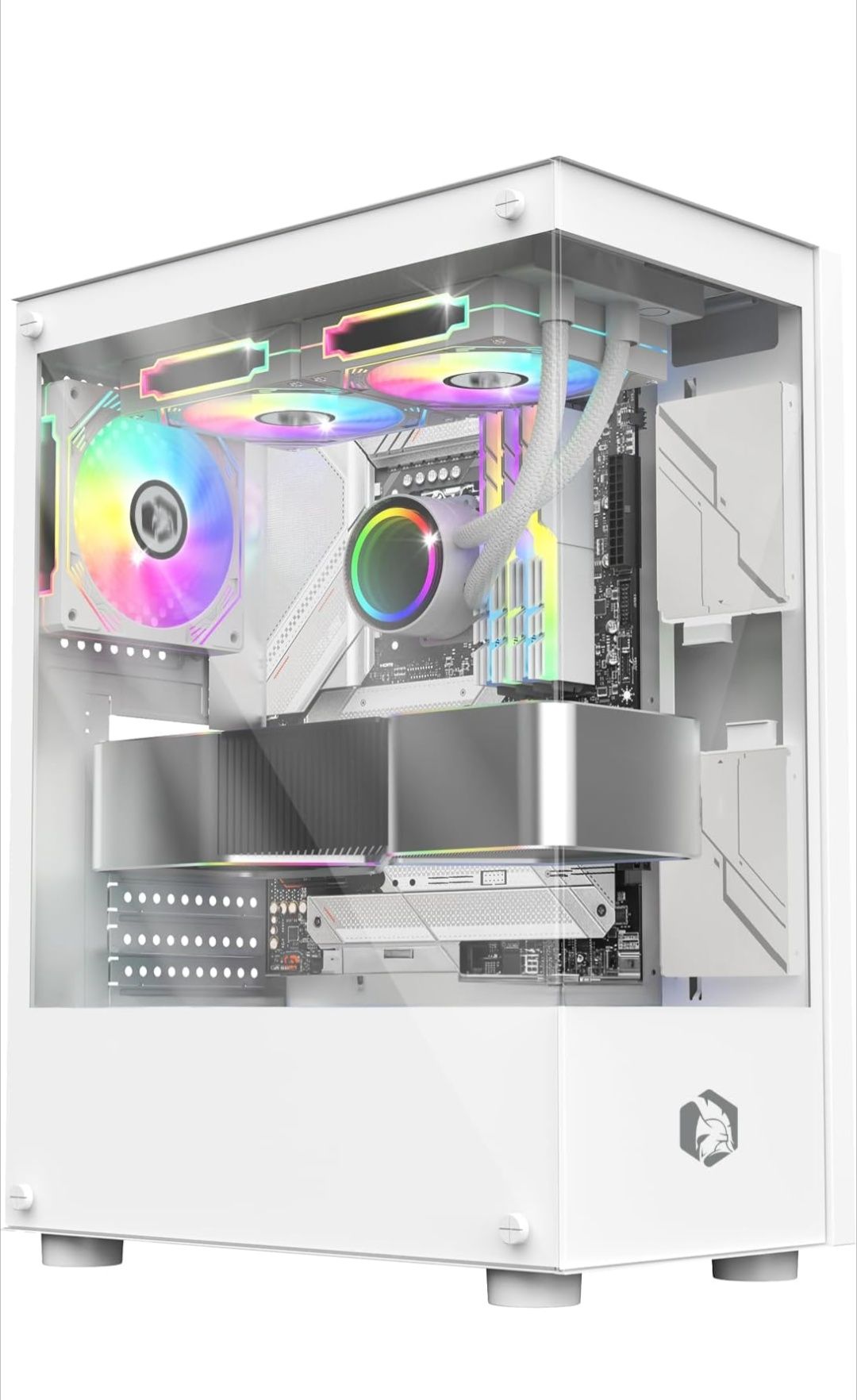 Biała obudowa akwarium ARGB Medium Tower Micro-ATX i ITX 3x120 w Kompl