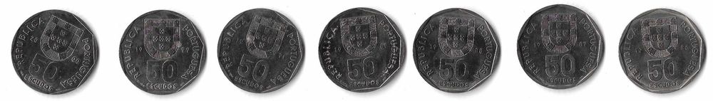 7 Moedas de 50$00