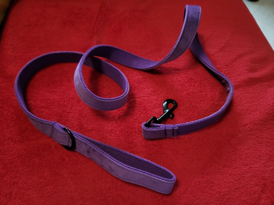 Smycz fioletowa welurowa dla psa nowa