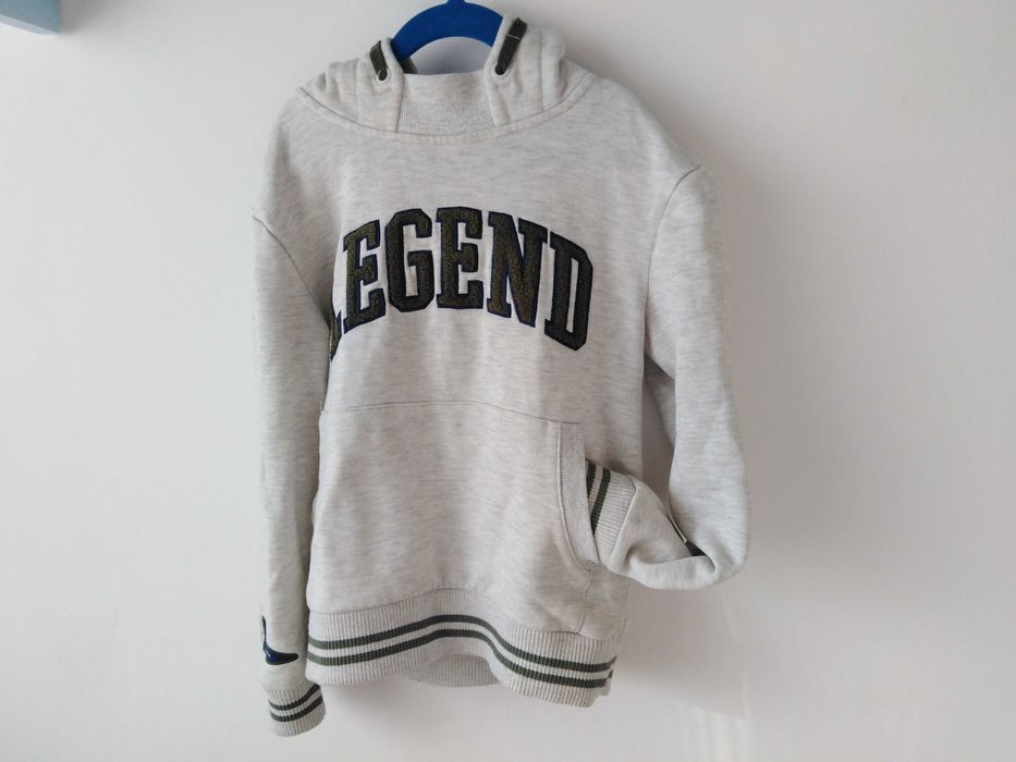 Bluza z kapurem reserved do szkoły r. 128 jasny popiel melanż