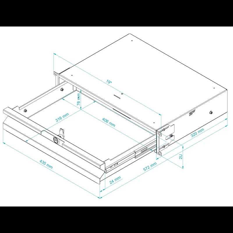 NOWA Szuflada Rack 19" 2U 320 mm do szafy Rack [STALFLEX]  [FV 23%]