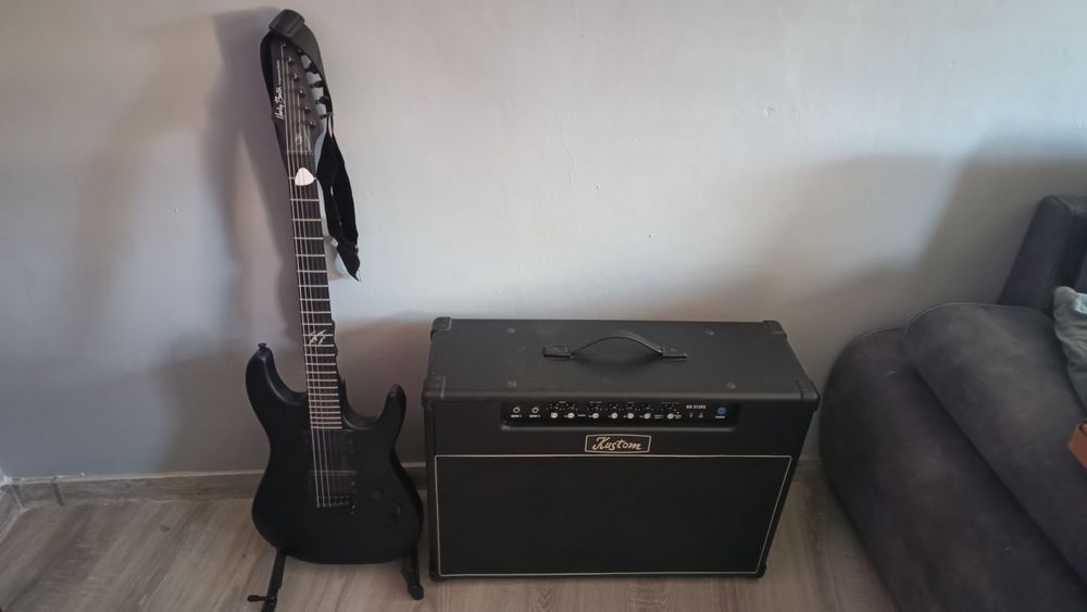 Gitara elektryczna Harley Benton HWY-25BKS wzmacnicz Kustom KG 212