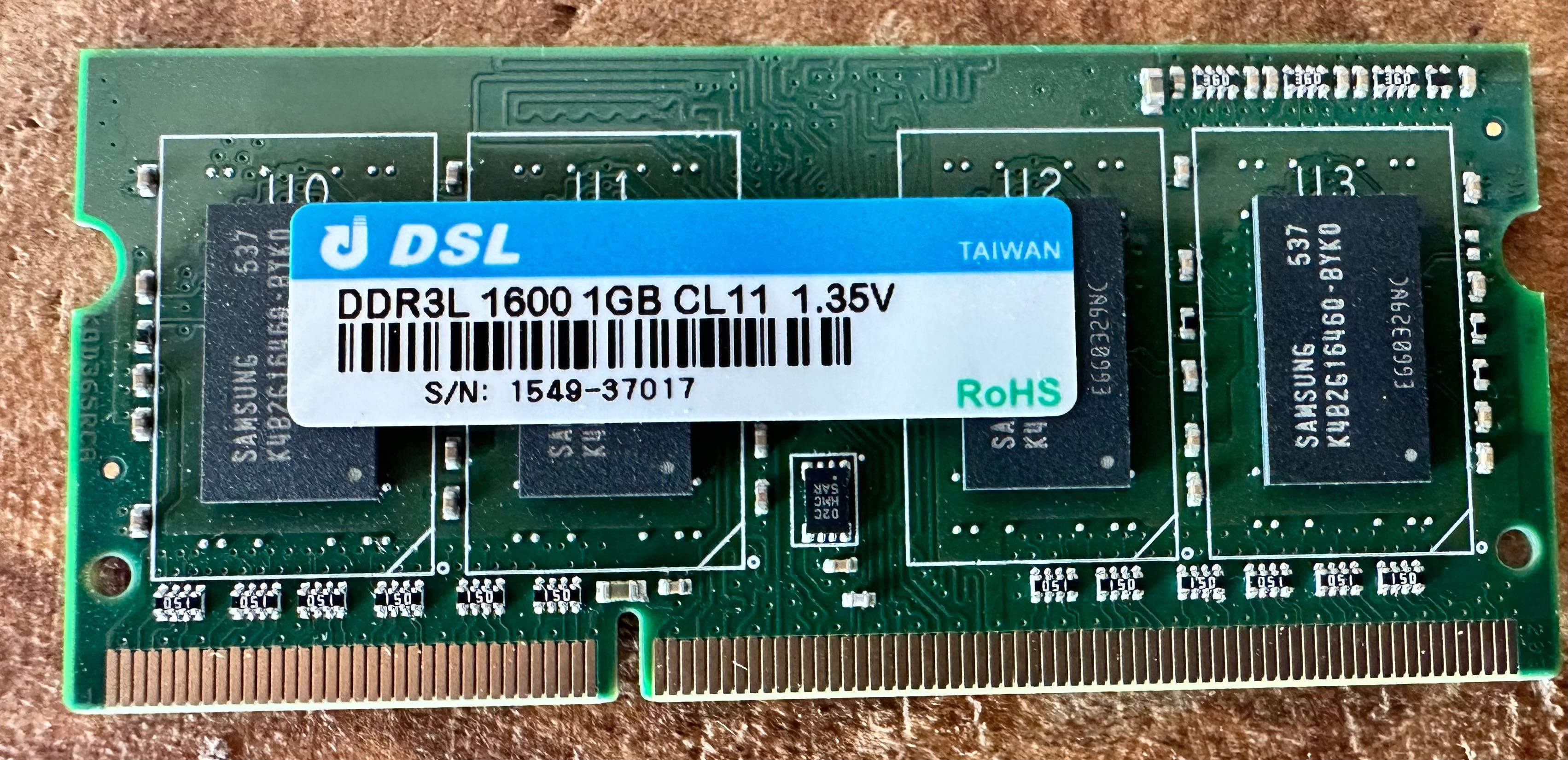 Pamięć RAM do NAS Asustor 1GB DDR3L 1600MHz 1,35v SO-DIMM