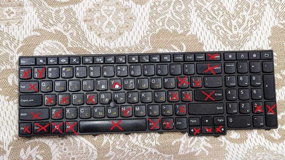 Клавітура Lenovo ThinkPad T540p T550 без підсвітки розборка поклавішно