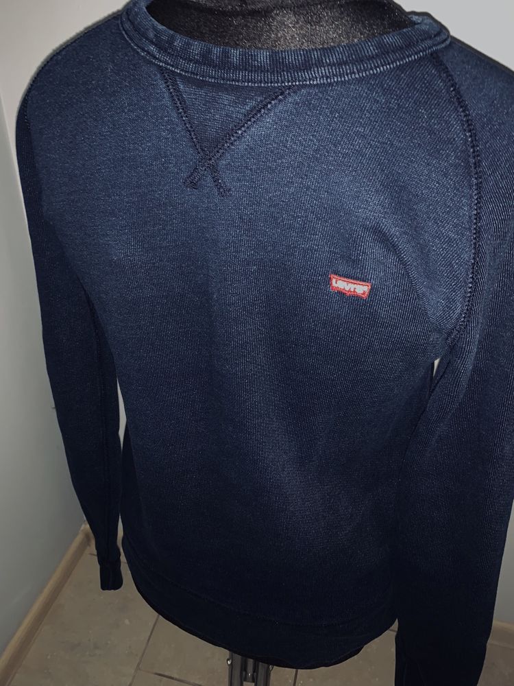 Levis bluza crewneck niebieska a’la jeans, przecierana bawełniana r. S