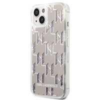 Etui Karl Lagerfeld Liquid Glitter Monogram iPhone 14 6,1" Silver