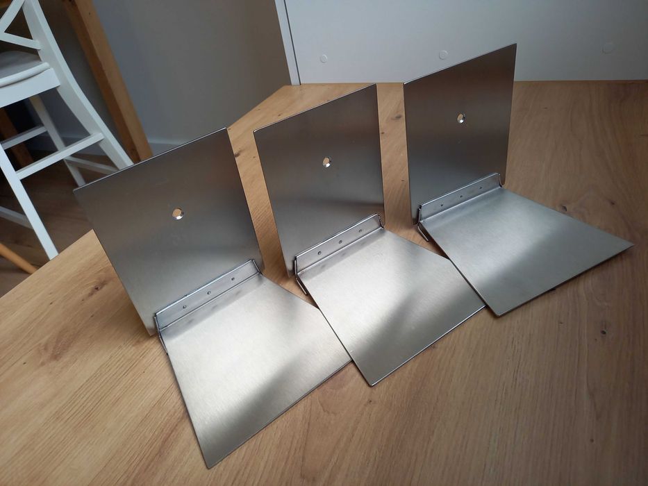 Niewidzialne półki na książki / Stal Inox szczotkowana / Zestaw 3 szt.