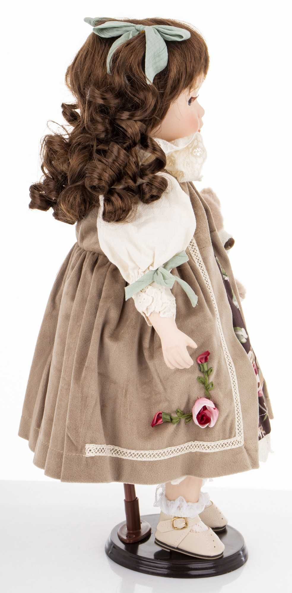 Dekoracyjna porcelanowa wysoka lalka dekoracyjna z misiem 177058