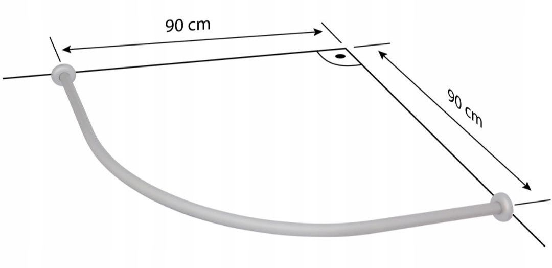 Drążek prysznicowy łukowy Estiva 90-90 x 27 mm biały