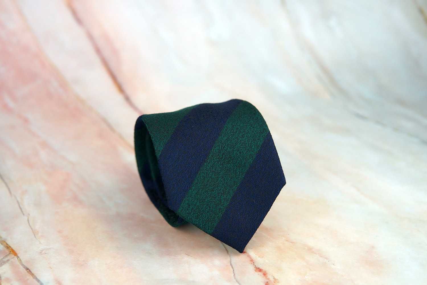 NOWY krawat regimental granatowo-zielony 8cm zieleń szeroki pasy ślub