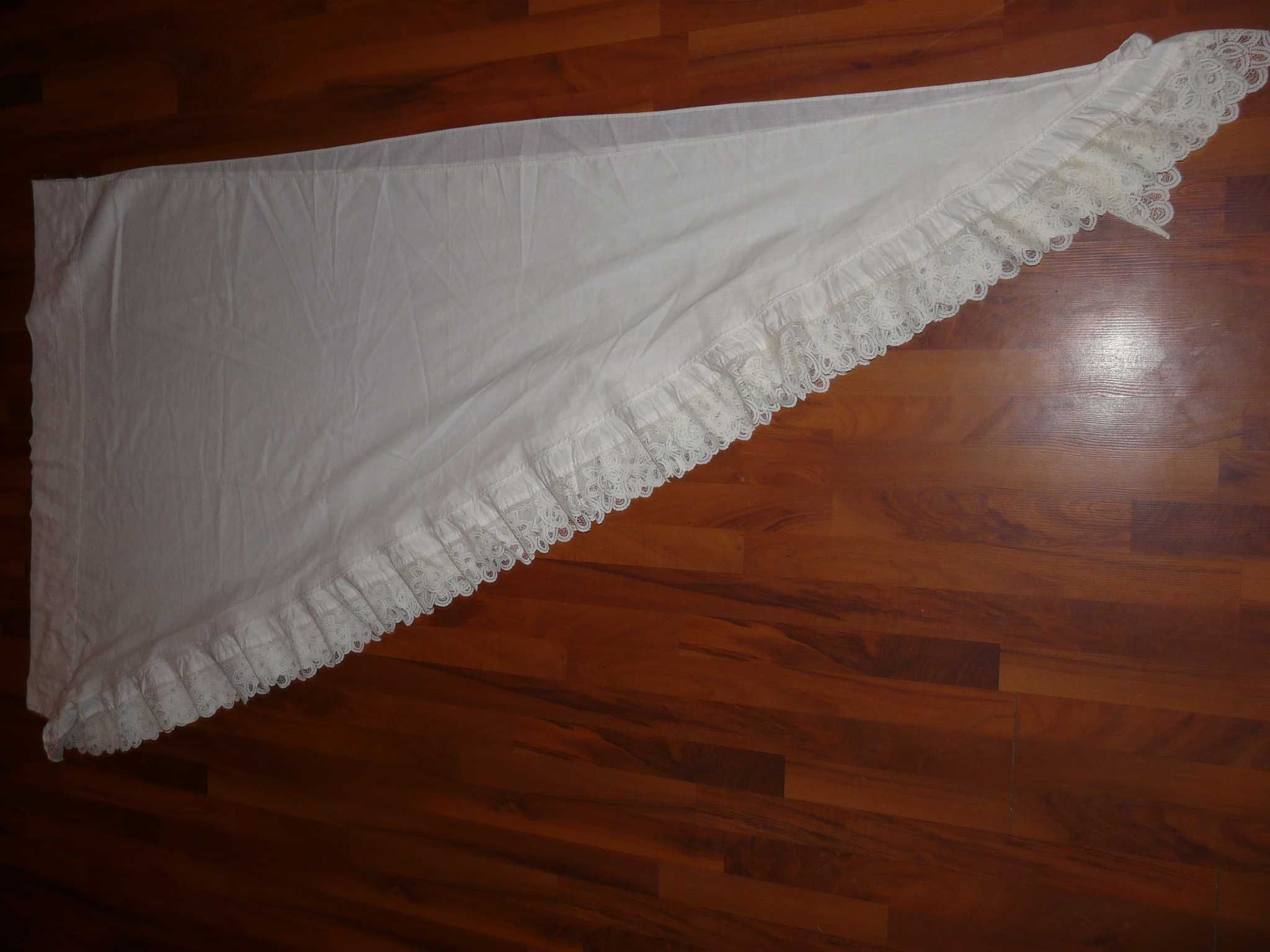 Bawełniane firanki zasłony z koronką Trójkąt 3 szt. 212/110 cm