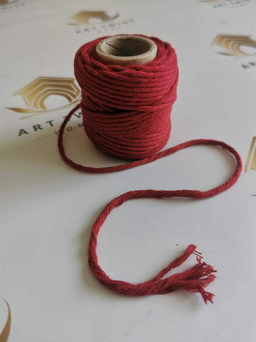 Sznurek bawełniany do makramy 100% bawełna 3MM 20M RUBINOWY