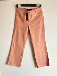Łososiowe bawełniane proste spodnie 7/8 rozmiar S marka Mango basic du
