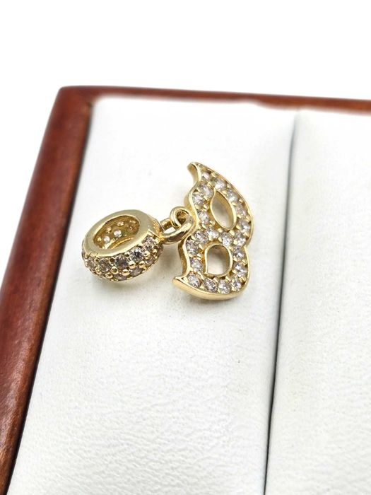NOWY! Złoty charms 585 z cyrkoniami i maską
