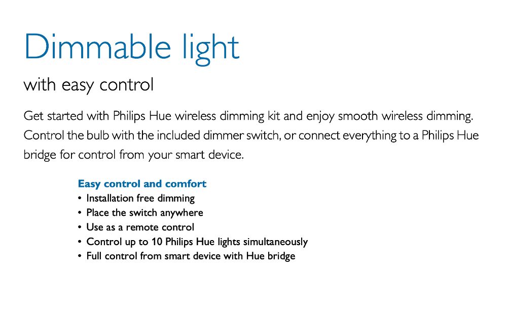 Kit 1 Lâmpada Inteligente e Comando PHILIPS HUE (E27 - Branca Suave)