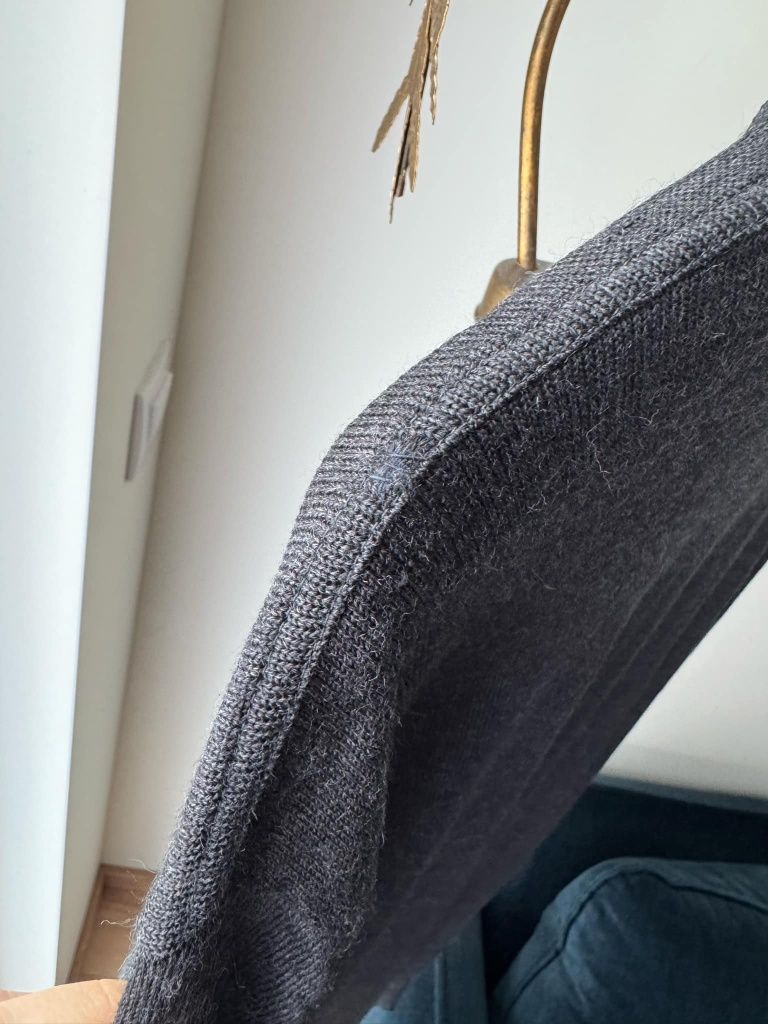 Sweter męski ciemny szary März Marz Classic 100% wełna L 40 XL 42