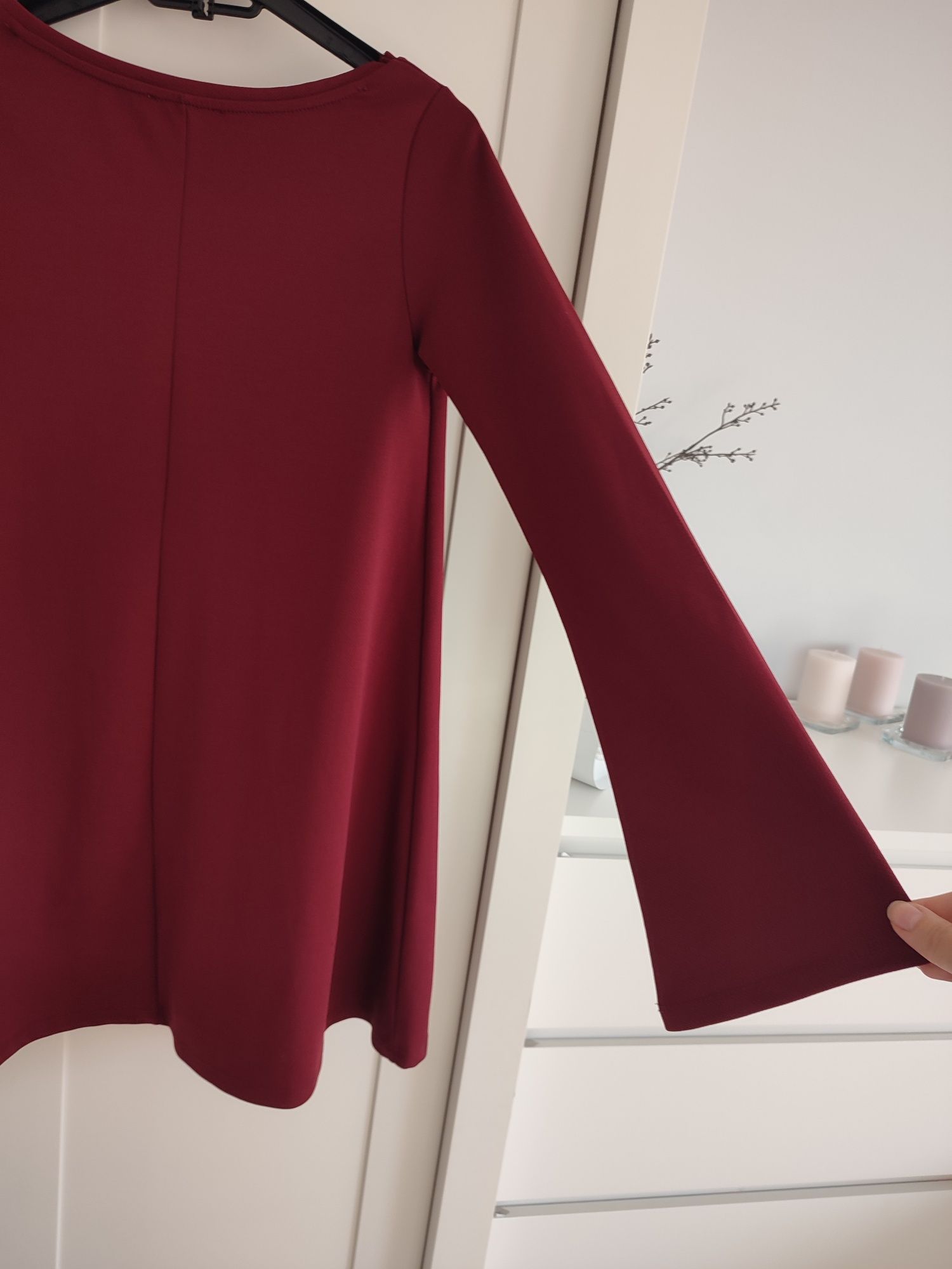 Sukienka Zara 36 S bordowa trapezowa elegancka