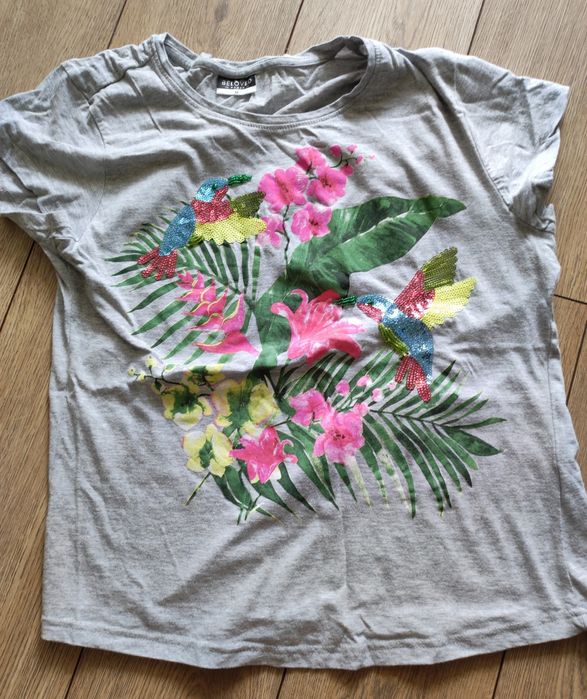 Damska bluzka T-shirt ptaki cekiny r 38 M