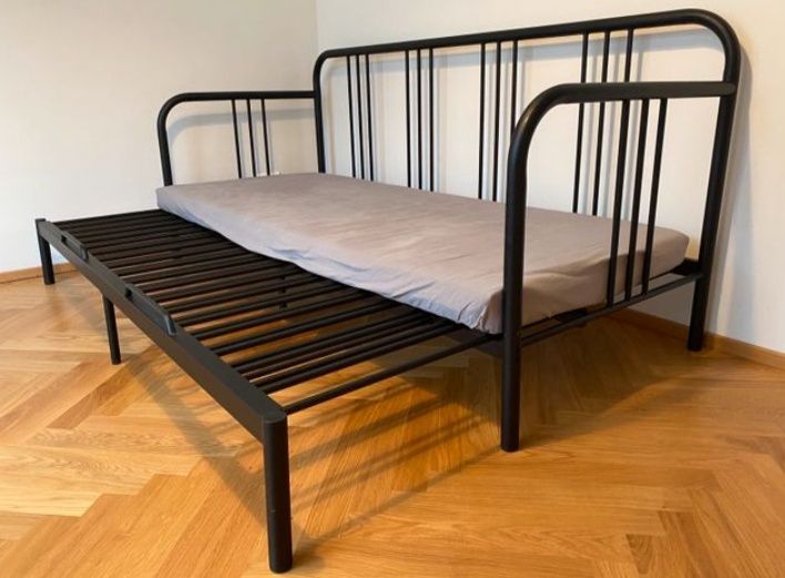 Łóżko  metalowe czarne Ikea Fyresdal leżanka 80-160x200 materace