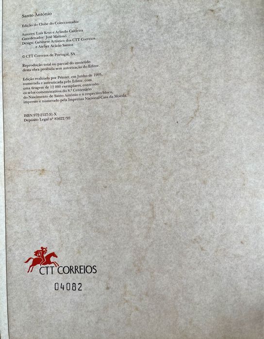 Santo António - livro CTT clube colecionador