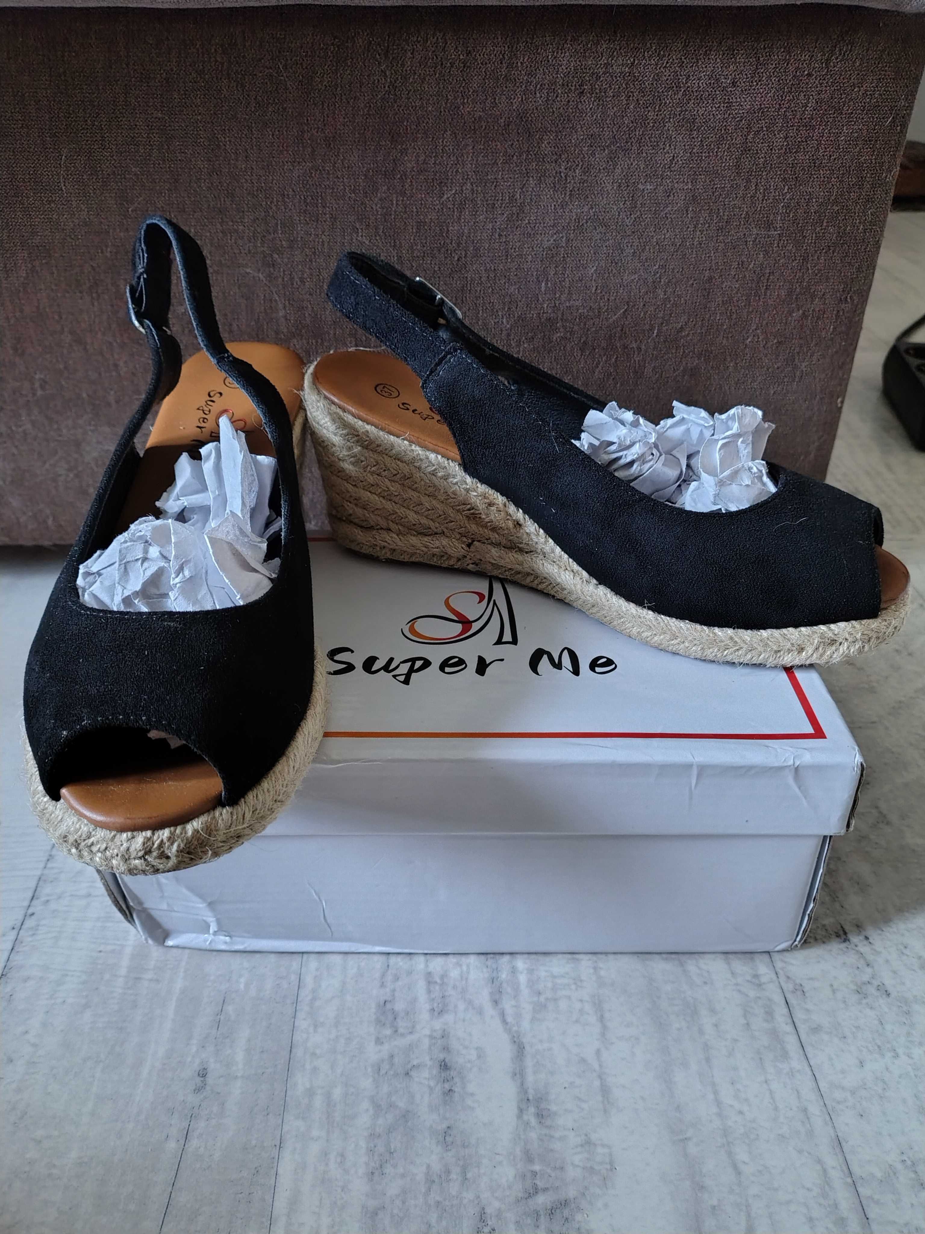 Espadryle czarne open toe 37