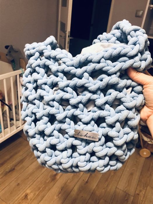 Torebka bohou pleciona ze sznurka błękitna lato